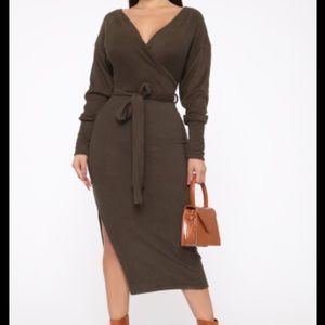 Dark olive plus size sweater dress Fashion Nova